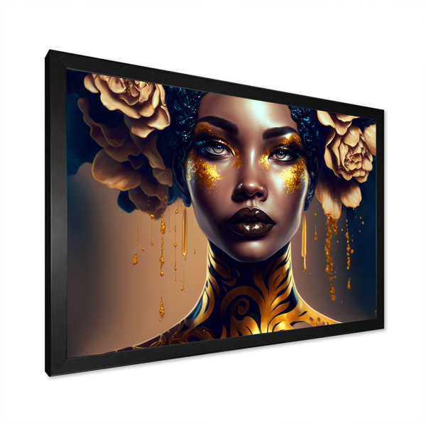 House of Hampton® Gold And Black Floral Woman II Graphic Art on